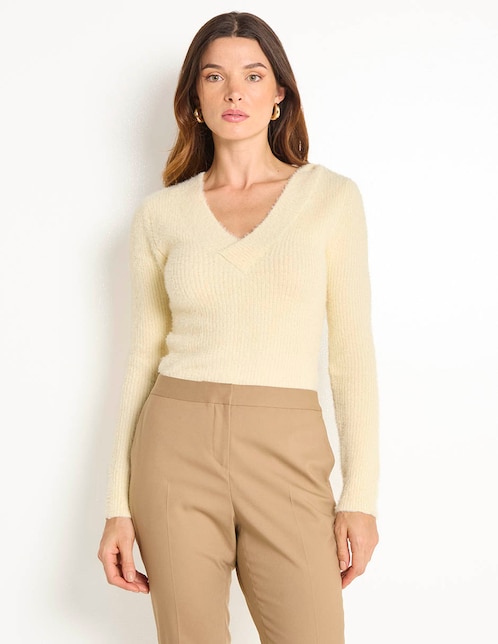 Suéter cuello V para mujer 1