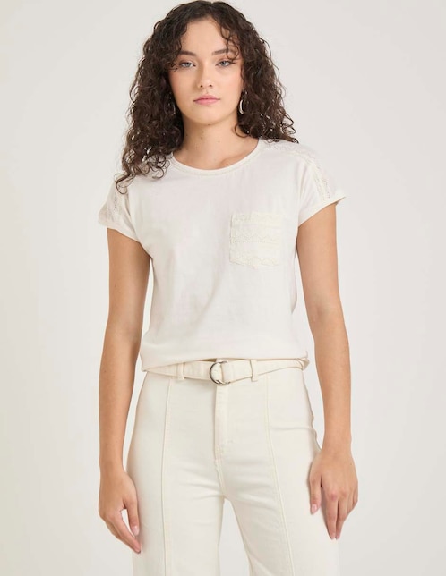 Playera manga corta Week by Weekend cuello redondo para mujer