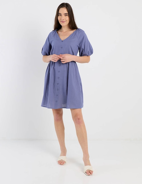 VESTIDO L RODILLA WEEK, G, AZUL ACERO L