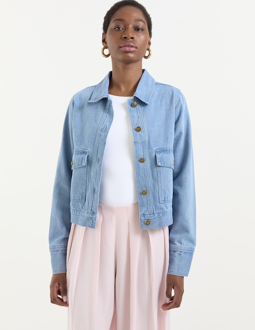Chamarra denim de mezclilla para mujer 1