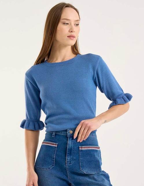 Suéter cuello redondo para mujer 1