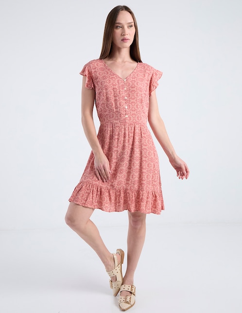 VESTIDO L RODILLA WEEK BY, CH, DURAZNO