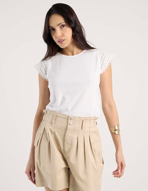 Playera manga corta cuello redondo para mujer 1
