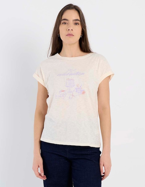 Playera manga corta cuello redondo para mujer 1