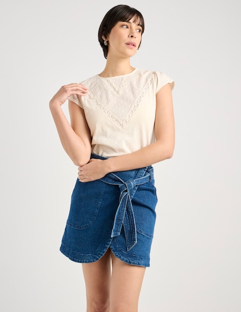 Playera manga corta cuello redondo para mujer 1