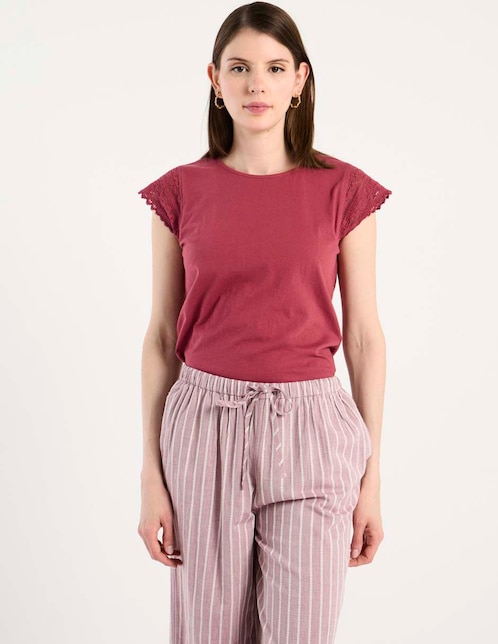 Playera manga corta cuello redondo para mujer 1