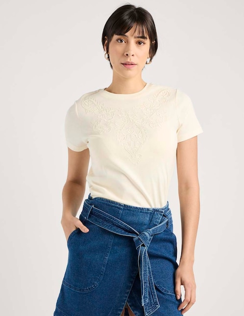 Playera manga corta cuello redondo para mujer 1