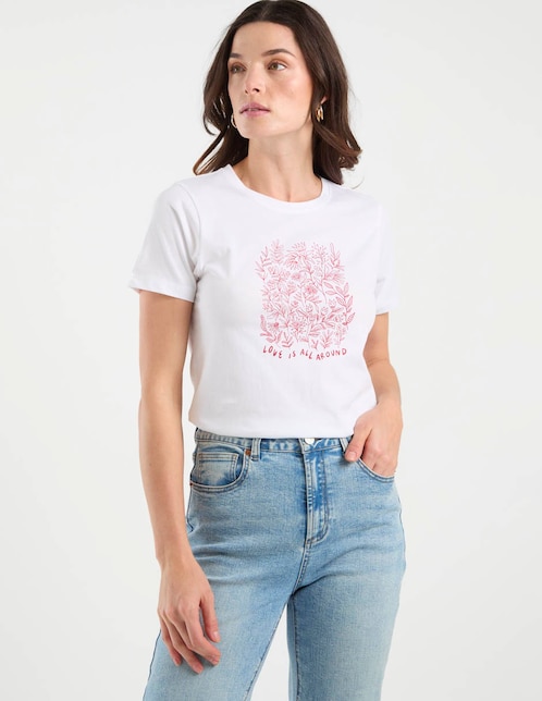 Playera manga corta cuello redondo para mujer 1