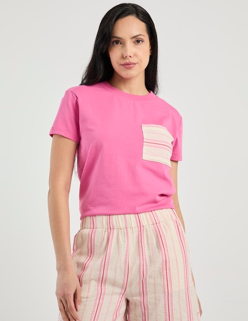 Playera manga corta cuello redondo para mujer 1