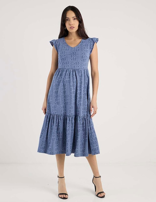 VESTIDO 3/4 WEEK BY WE, EG, AZUL ACERO