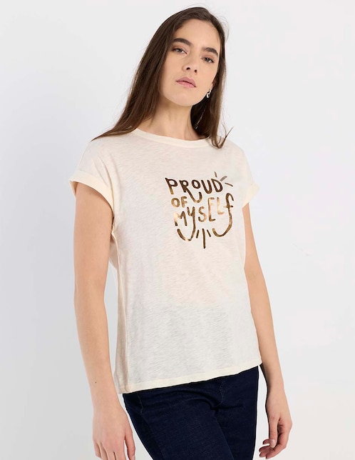 Playera manga corta cuello redondo para mujer 1