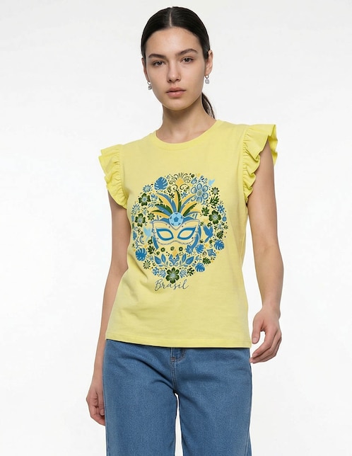 Playera manga corta cuello redondo para mujer 1