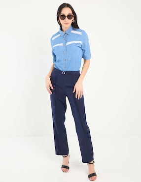 Blusa camisera manga al codo para mujer