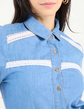 Blusa camisera manga al codo para mujer
