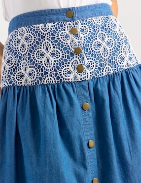 Falda larga Week by Weekend de mezclilla a la cintura