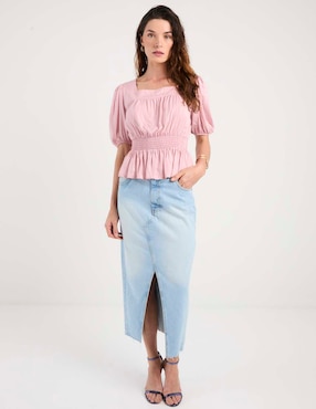 Blusa manga al codo para mujer