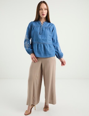 Blusa Week By Weekend manga larga para mujer