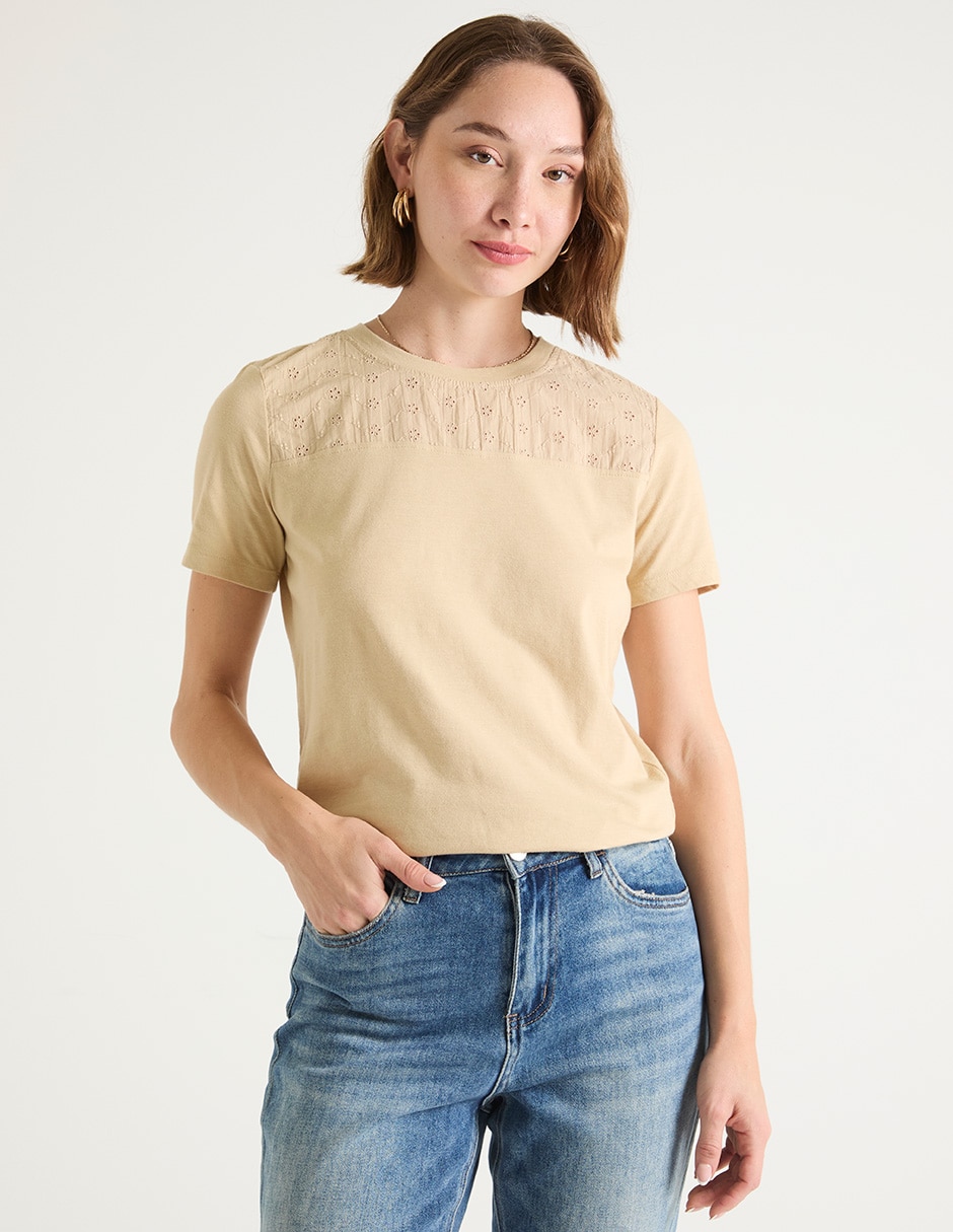 Playera manga corta cuello redondo para mujer Playera manga corta cuello redondo para mujer