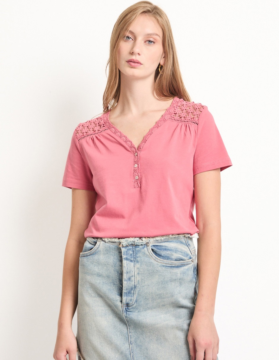 Blusa manga corta para mujer