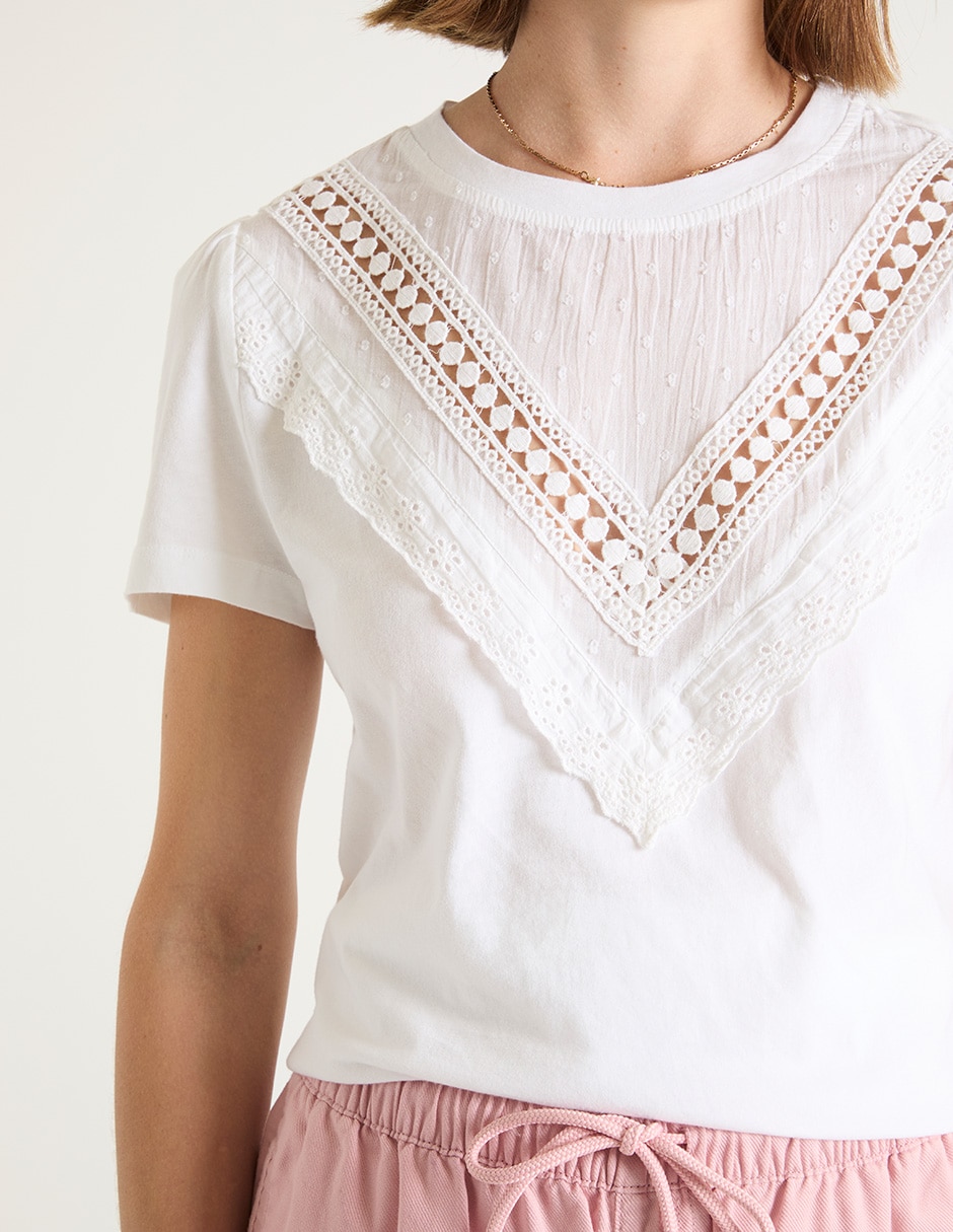 Playera manga corta cuello redondo para mujer 4