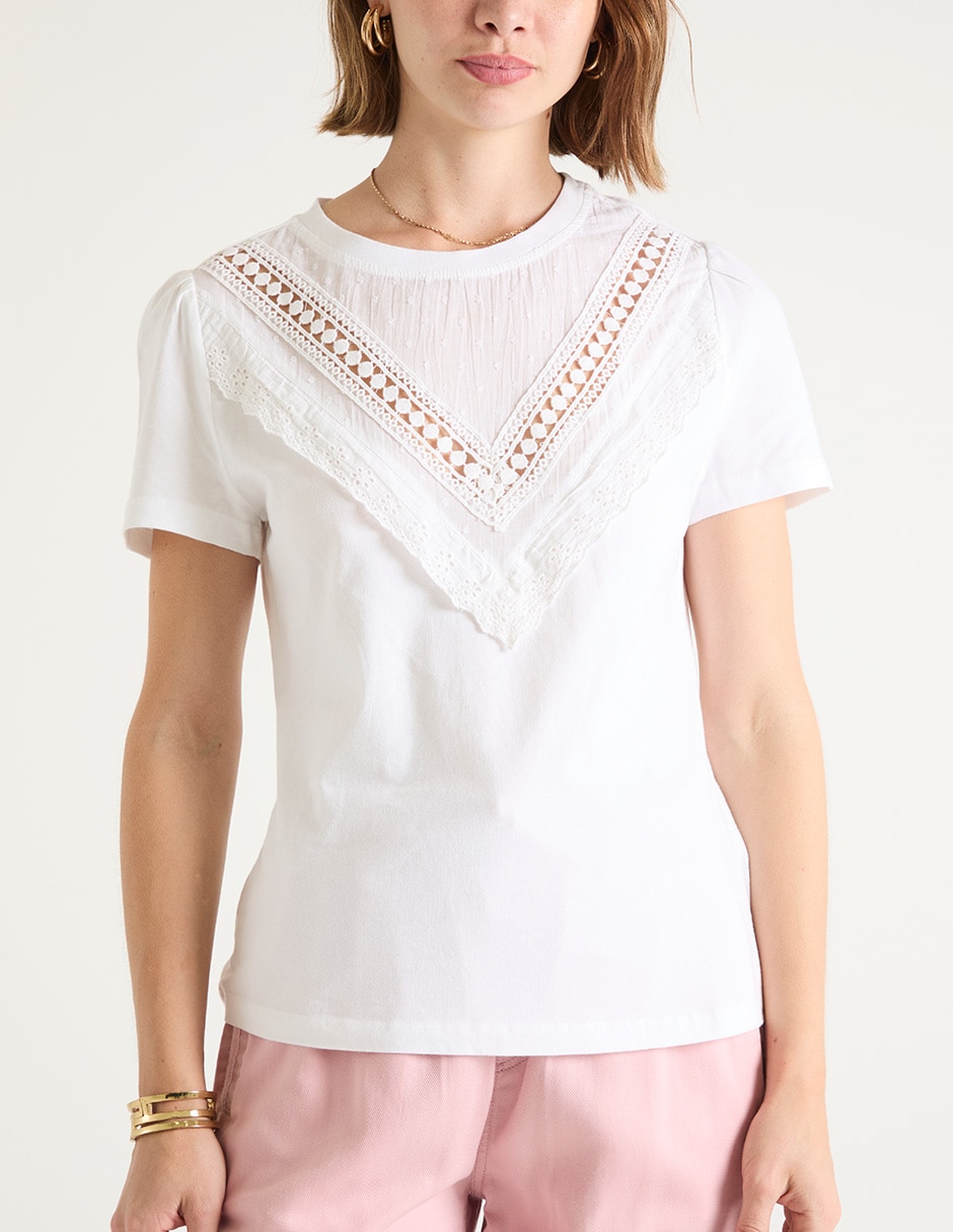 Playera manga corta cuello redondo para mujer 5