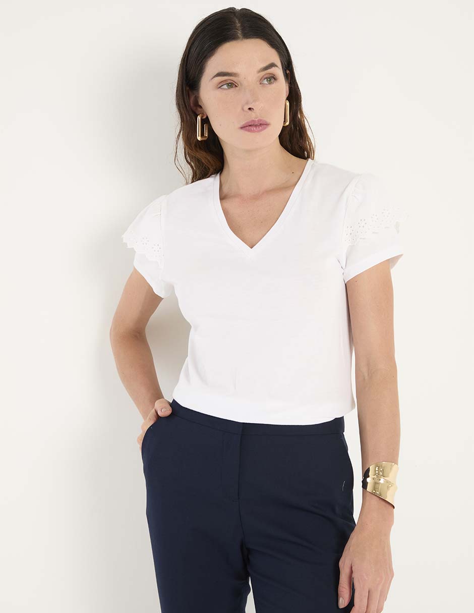 Playera manga corta cuello v para mujer Playera manga corta cuello v para mujer