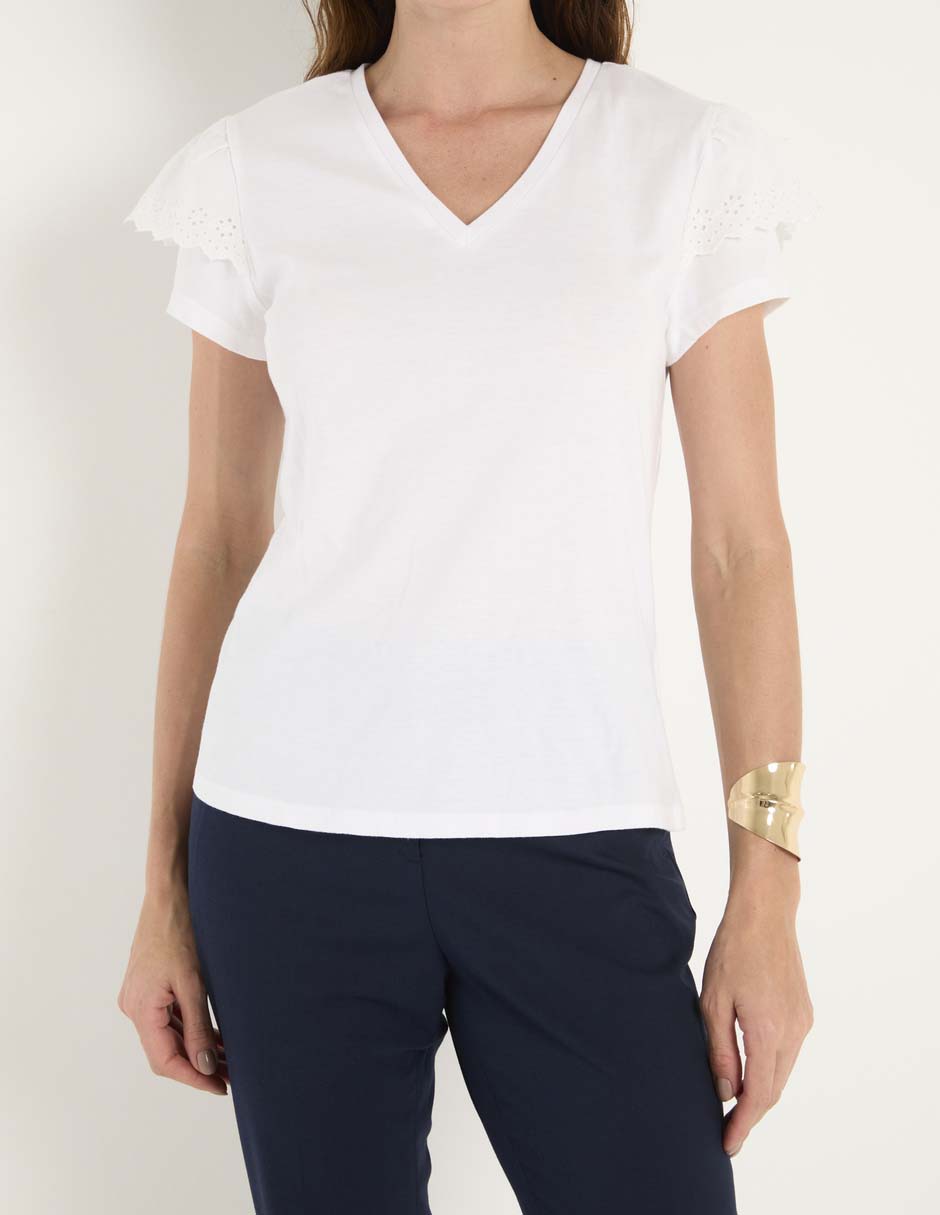Playera manga corta cuello v para mujer 5