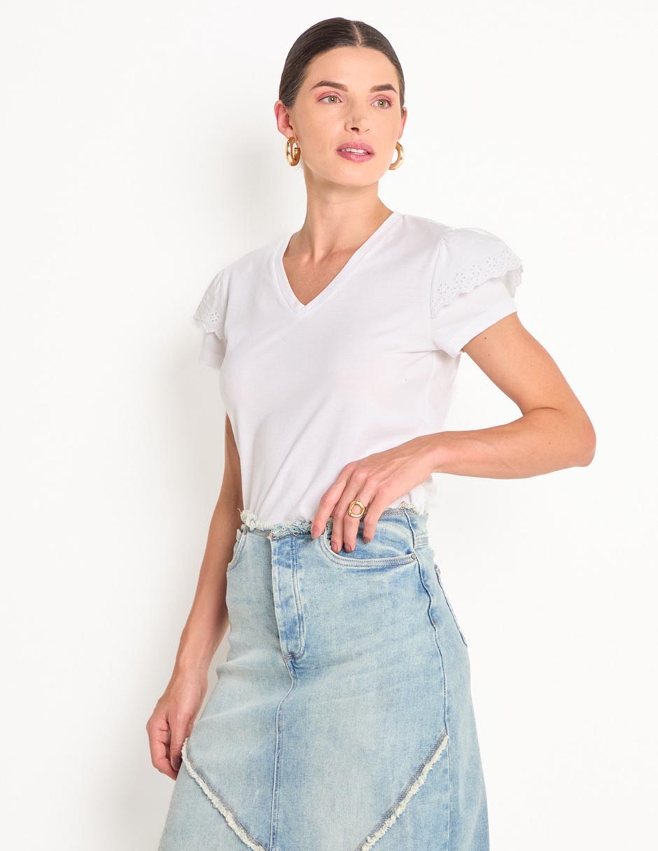 Playera manga larga cuello V para mujer Playera manga larga cuello V para mujer