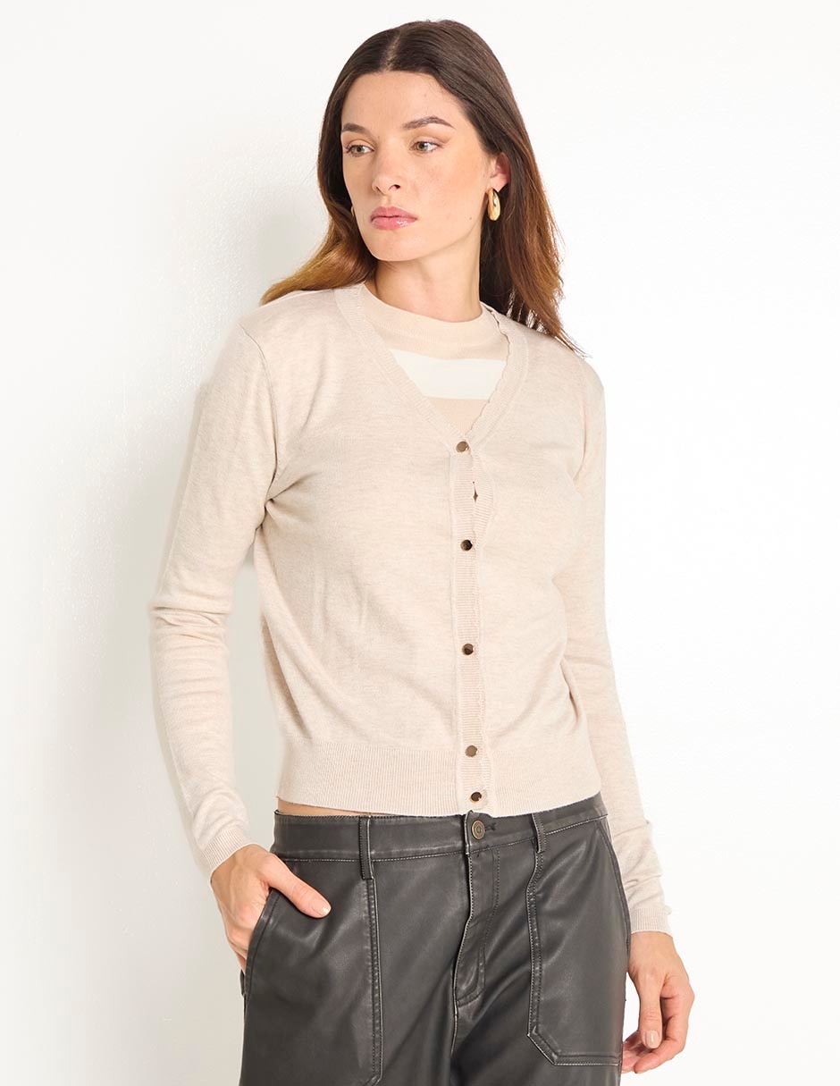 Suéter cuello V para mujer
