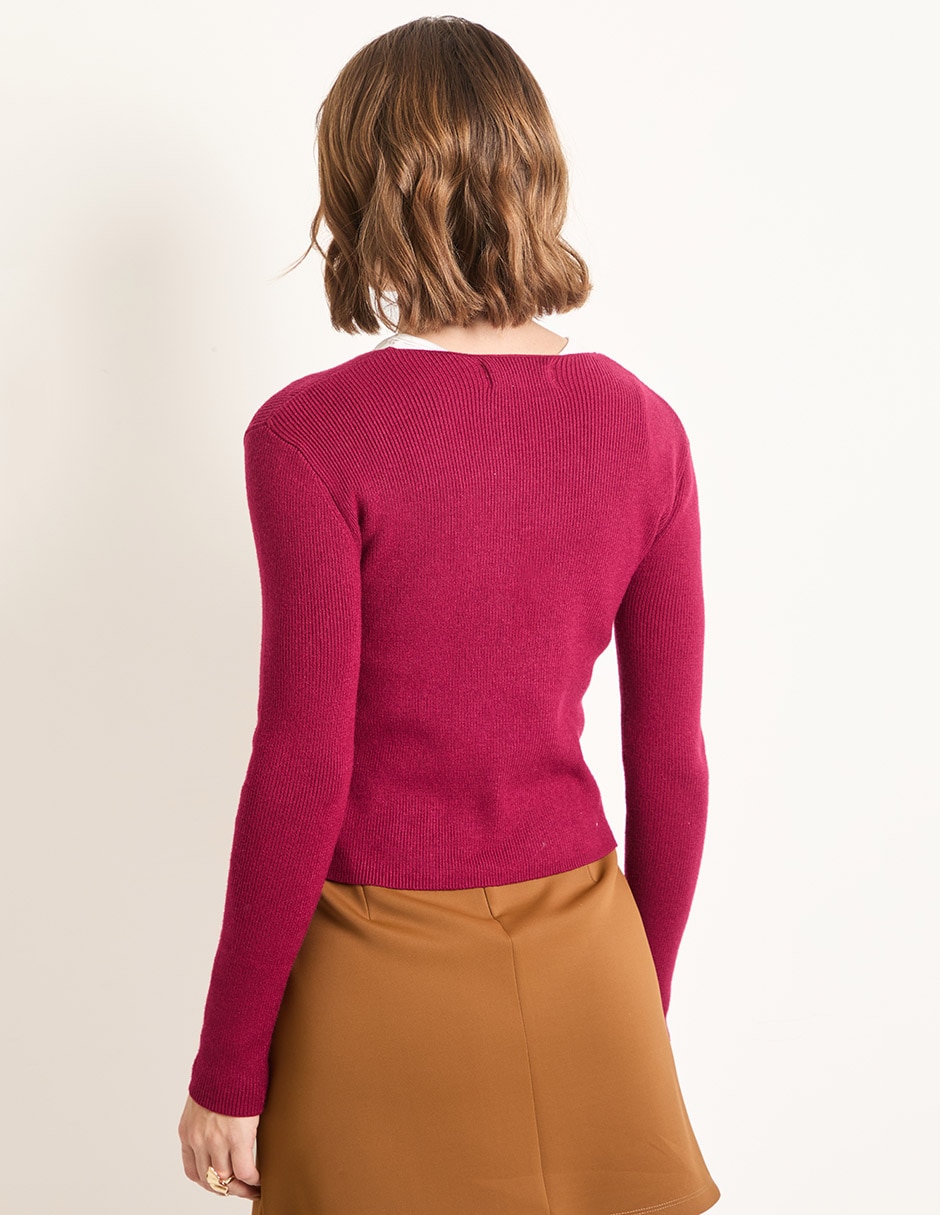 Suéter cuello con amarre para mujer 2