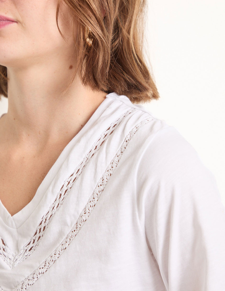 Playera manga 3/4 cuello V para mujer 4