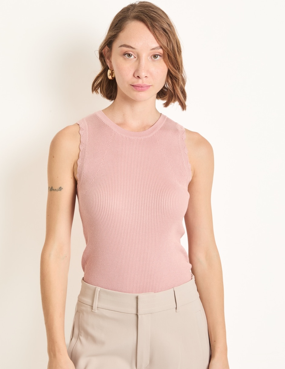 Top cuello redondo
