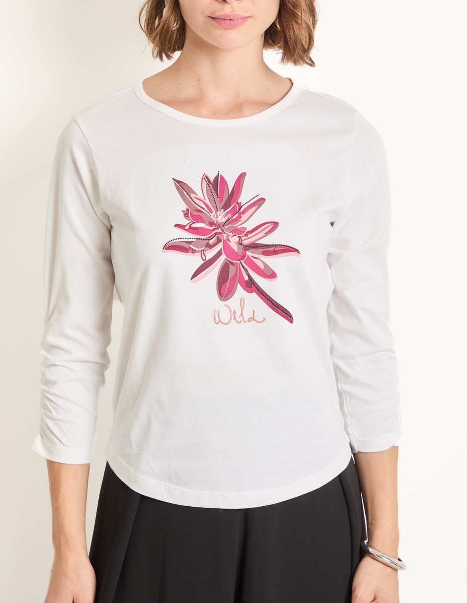 Playera manga 3/4 cuello redondo para mujer 5
