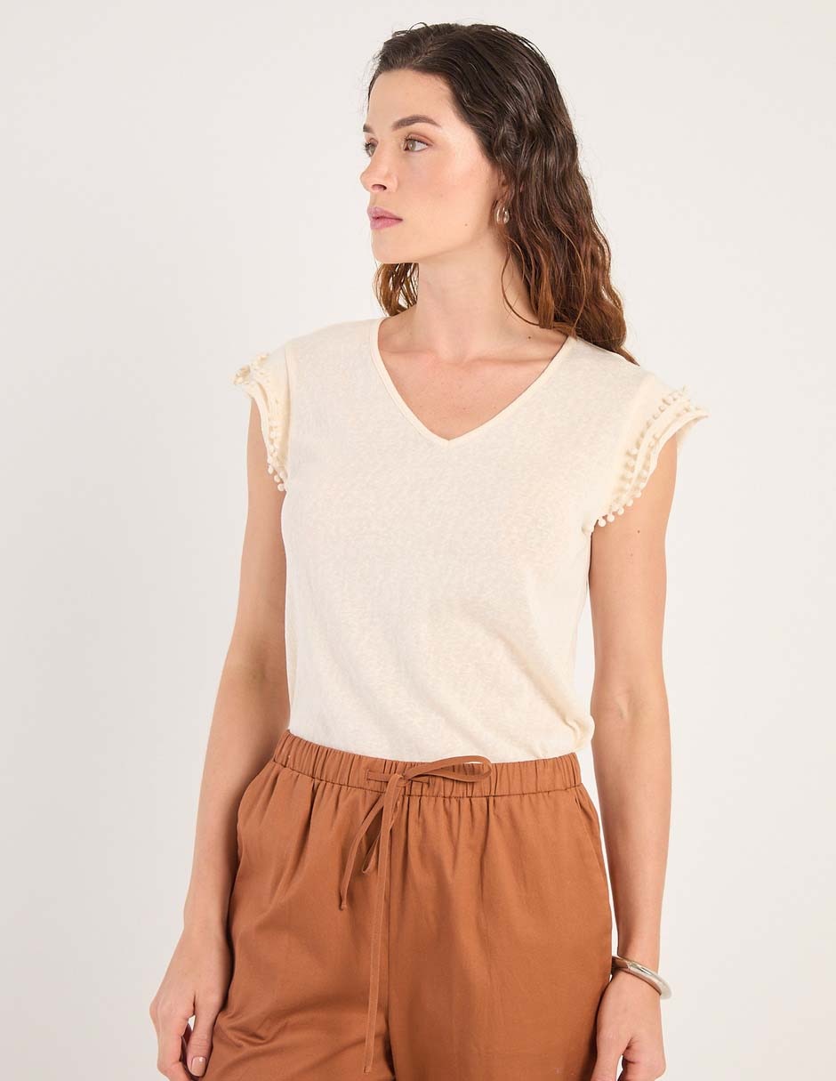 Playera manga corta cuello V para mujer Playera manga corta cuello V para mujer