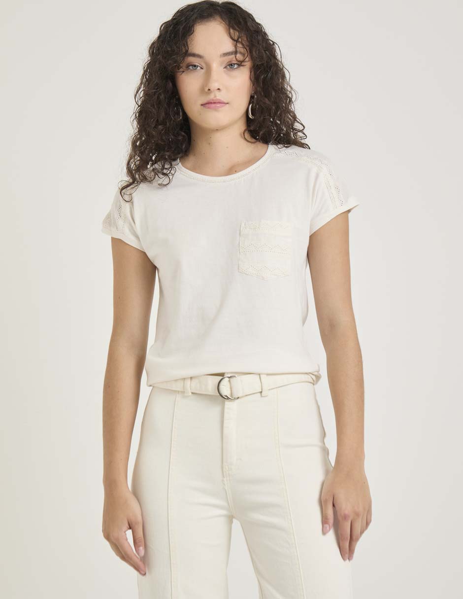 Playera manga corta cuello redondo para mujer