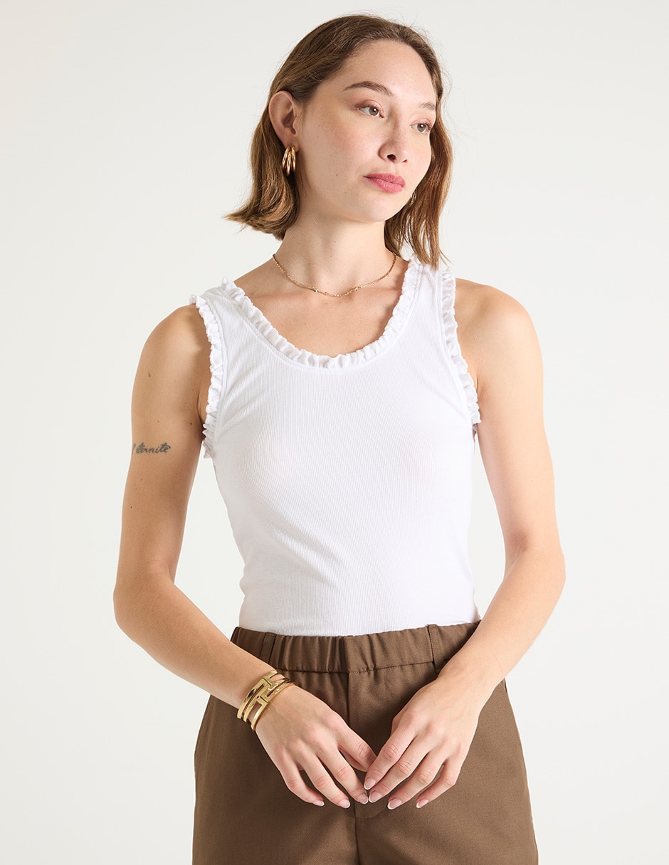 Top cuello redondo tirante ancho