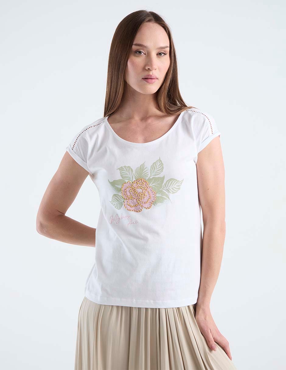 Playera manga corta cuello redondo para mujer Playera manga corta cuello redondo para mujer