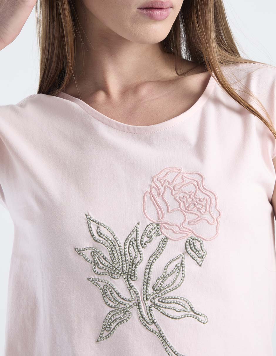 Playera manga corta cuello redondo para mujer 4