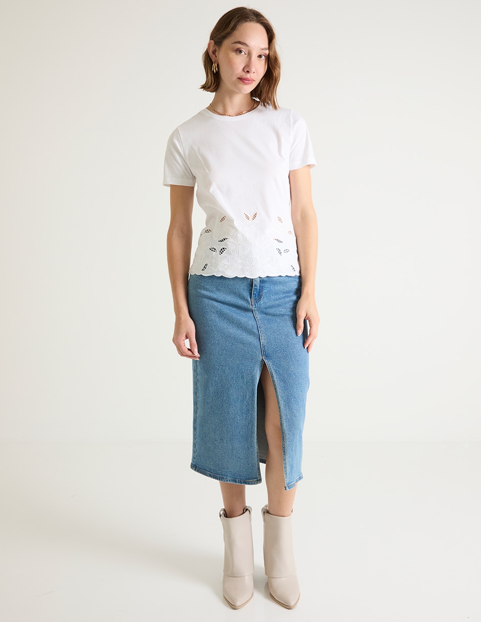 Playera manga corta cuello redondo para mujer 3