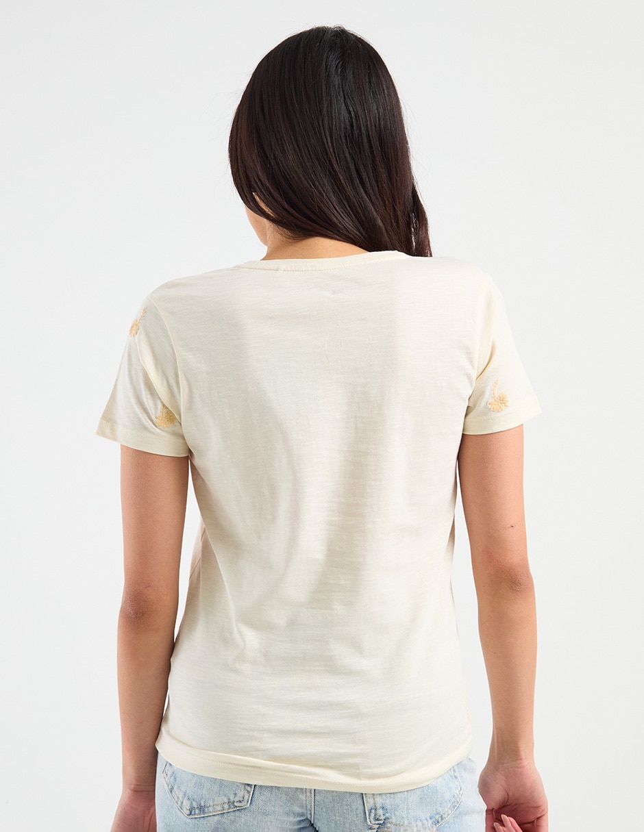 Playera manga corta cuello V para mujer 6