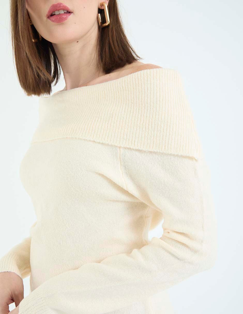 Suéter cuello bardot para mujer 4