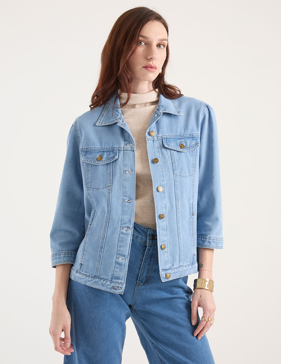 Chamarra denim de mezclilla para mujer Chamarra denim de mezclilla para mujer