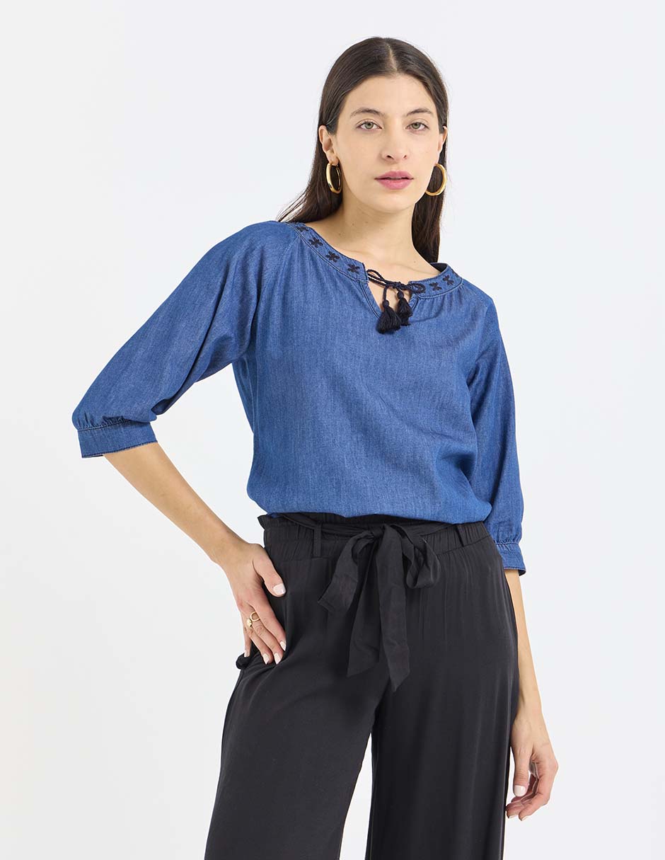 Blusa manga 3/4 para mujer Blusa manga 3/4 para mujer
