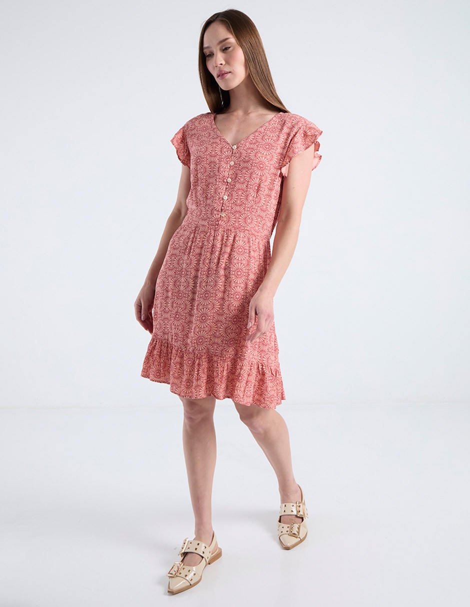 VESTIDO L RODILLA WEEK BY, CH, DURAZNO