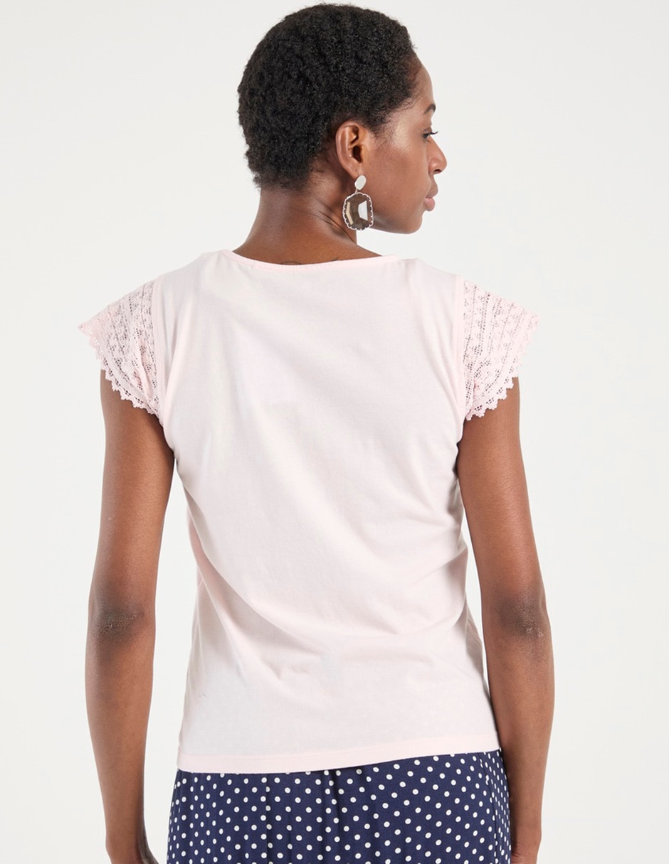 Playera manga corta cuello redondo para mujer 6
