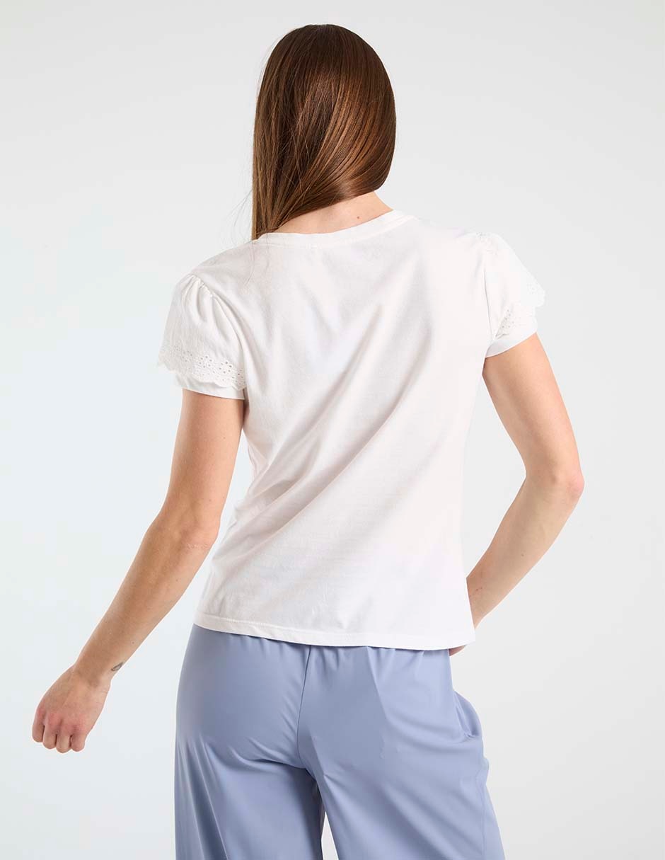 Playera manga corta cuello V para mujer 2