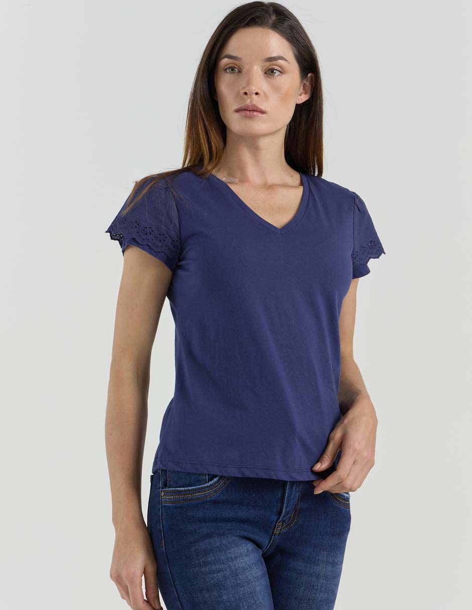 Playera manga corta cuello V para mujer Playera manga corta cuello V para mujer