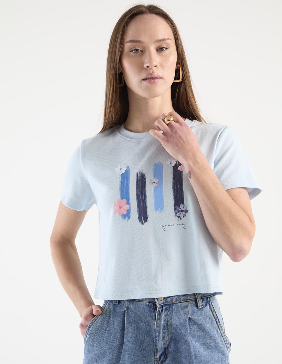 Playera manga corta cuello redondo para mujer Playera manga corta cuello redondo para mujer