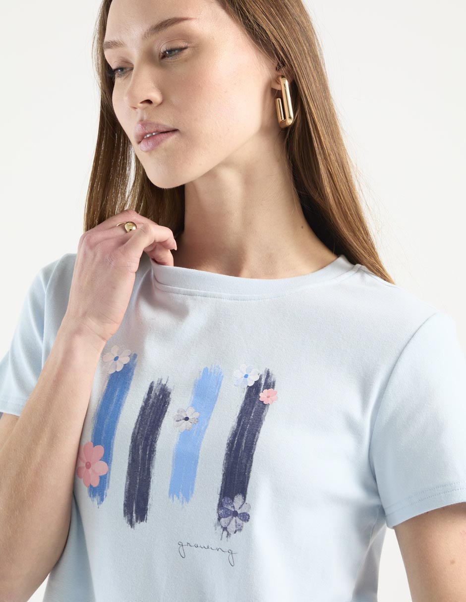 Playera manga corta cuello redondo para mujer 4