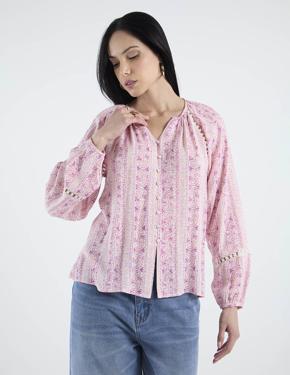 Blusa manga larga para mujer